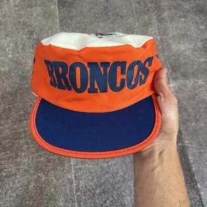 Men's Vintage 80's Twins Denver Broncos Orange Blue Fitted Painters Hat Cap Sz M - Picture 1 of 5