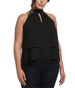 Blusa sin mangas Ella Rafaella X7514 para mujer con cuello alto en capas, negra, más 1X - Imagen 1 de 6