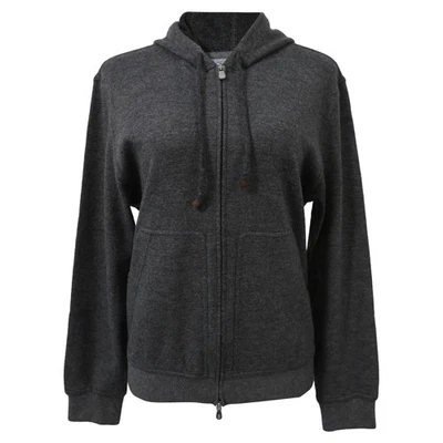 Chaqueta con Capucha Brunello Cucinelli Doble Cremallera en Algodón Mujer Gris S Foto 1 de 4