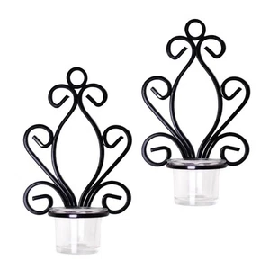 Hosley Iron Angel Wall Sconce Set - 7.68" Tea Light Candle Holders Pair of De... - Picture 1 of 7