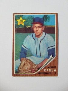 MERRITT RANEW 1962 TOPPS BASEBALL CARD # 156 HOUSTON COLTS