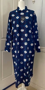 Uniqlo x Marimekko Women's Long Sleeve Flannel Dress Blue - Picture 1 of 10