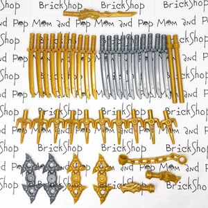 LEGO Ninjago Weapon Set Katana Sword Shuriken Sai Staff Nunchuck Gold Ninja Lot - Picture 1 of 9