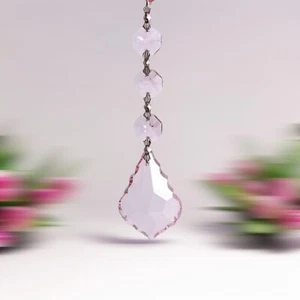 Set of 5 Chandelier Prisms Pedants - 50 mm Pink French Cut Glass Crystal - Picture 1 of 3