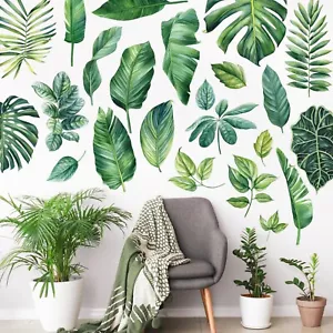 Watercolor Palm Leaf Wall Decal Botanical Monstera Banana Leaves Wall Sticker... - Picture 1 of 7
