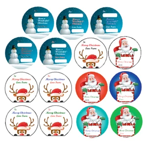 Christmas Self Adhesive Name Tags - Variety Gift Present Wrapping Stickers Label - Picture 1 of 4