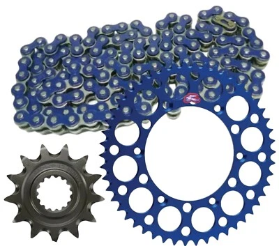 Husqvarna TE300i Unibear azul cadena de alta resistencia y kit de piñón azul Renthal Foto 1 de 4