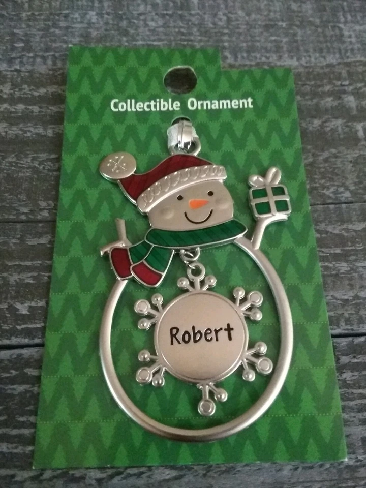 Christmas Snowman RARE Personalize "connor" Collectable Silver Ornament GANZ
