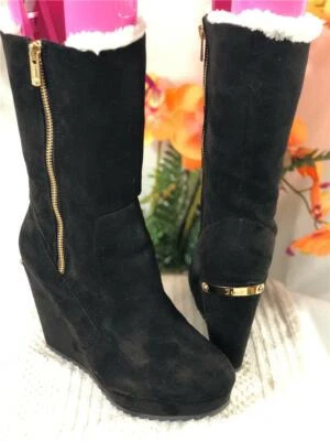 JUICY COUTURE Jckasia черная замша меха подкладка середины икры на танкетке загрузки Sz 7,5 М - Изображение 1 из 4