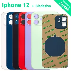 BACK COVER SCOCCA POSTERIORE VETRO PER APPLE IPHONE 12 +BIADESIVO BIG HOLE - Bild 1 von 7