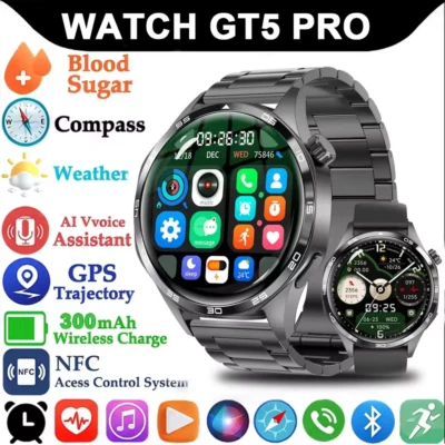 FOR HUAWEI GT5 PRO GPS NFC SMART WATCH MEN 360*360 AMOLED SCREEN HEART RATE BLUE