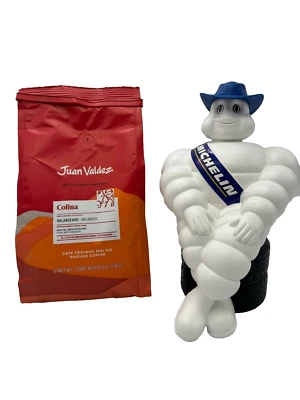 Michelin man doll figure bibendum collectibles advertise tire, blue +coffee juan - Image 1 of 3