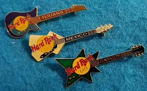 ENAMEL MEXICO HUTTI STAR BURNS FLYTE TOKAI TALBO GUITAR Hard Rock Cafe 3 PINS - Picture 1 of 1