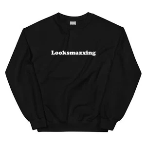 Looksmaxxing Trendy Slang Word Crewneck Sweatshirt - Picture 1 of 13