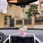 Mirror Car Charm Car Hanging Ornaments Car Crystal Pendant Pink Plush ball