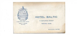 Hotel Baltic Business Trade Card ~ Boston, Massachusettes ~ Men Only - Picture 1 of 2
