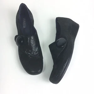 Vaneli Maxy Black Embossed Nubuck Leather 6 N Narrow Hidden Wedge - Picture 1 of 9
