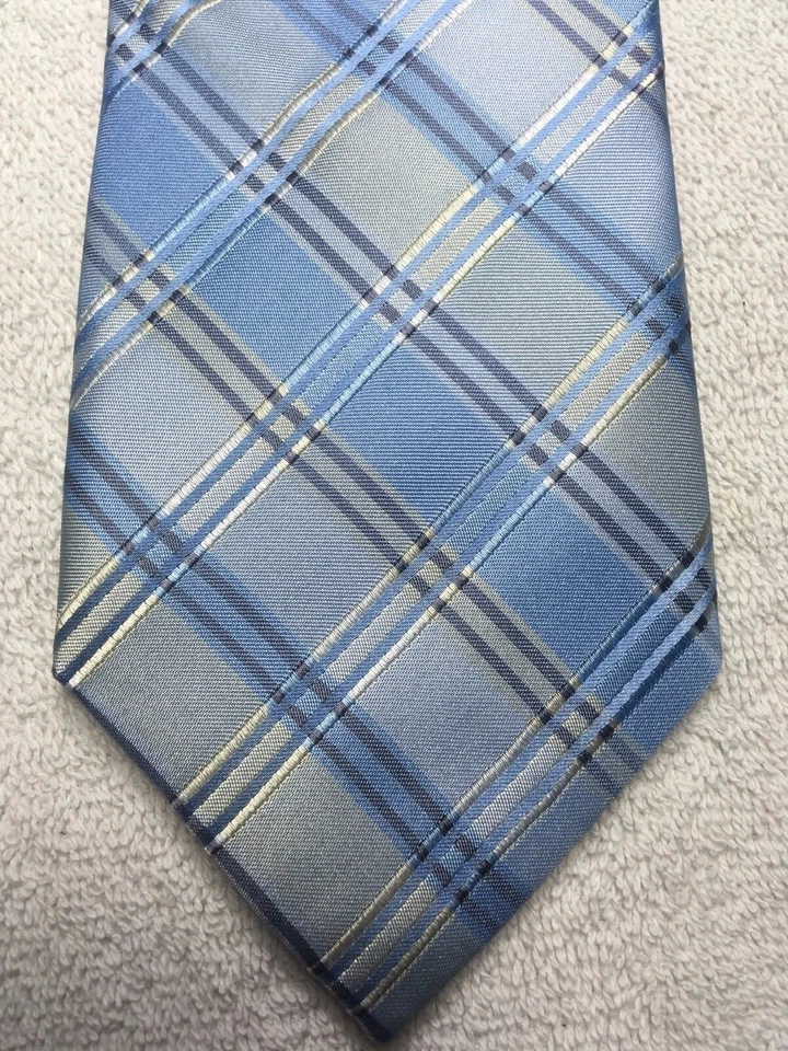 CLAIBORNE CORBATA HOMBRE AZUL GRIS AMARILLO CUADROS 3,75 X 60 Foto 1 de 4