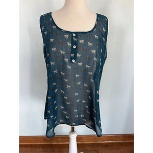 Torrid Sheer Plus 0 Large Tank Top Karussell Pony Pferd Druck Sommer Scheune Prärie - Bild 1 von 7