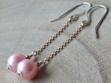 Pink Freshwater Pearls Sterling Silver & Rose Gold Vermeil Earrings