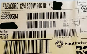 Southwire 12/4C Royal SOOW 600V 90C CPE Portable Power Cable Cord Black /25ft - Picture 1 of 8