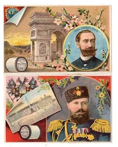 LOT/2 1887 CLARKS MILE END SPOOL COTTON*PRESIDENT CARNOT-FRANCE*ALEX 2nd RUSSIA - Picture 1 of 2