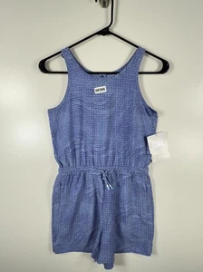 BNWT Athleta Girl Kids Play More Romper Combinaison Short Snap Back Purple L 12 - Picture 1 of 10