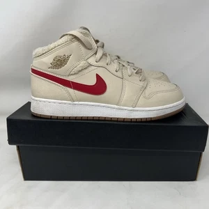 Nike Air Jordan 1 Mid UTL (GS) Shoes Youth SZ 6.5Y Fleece Pearl White DO2207-264 - Foto 1 di 14