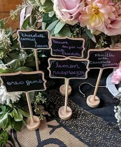 Reusable 7 Pcs Mini Chalkboard Signs with Stand Food Labels, Wedding, Party - Picture 1 of 2