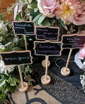 Reusable 7 Pcs Mini Chalkboard Signs with Stand Food Labels, Wedding, Party - Image 1 of 2