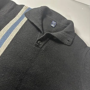 Suéter negro vintage GAP para hombre mediano 100 lana de cordero cuello con botones Hong Kong Y2K - Imagen 1 de 12