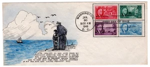 #933 Combo Franklin D. Roosevelt 1946 FDC Crosby Artist Newton Hand-Painted - Picture 1 of 4