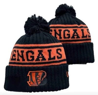 Cincinnati Bengals Gorro Tejido Térmico Forrado de Vellón Negro Naranja Invierno Sombrero Pom Foto 1 de 2