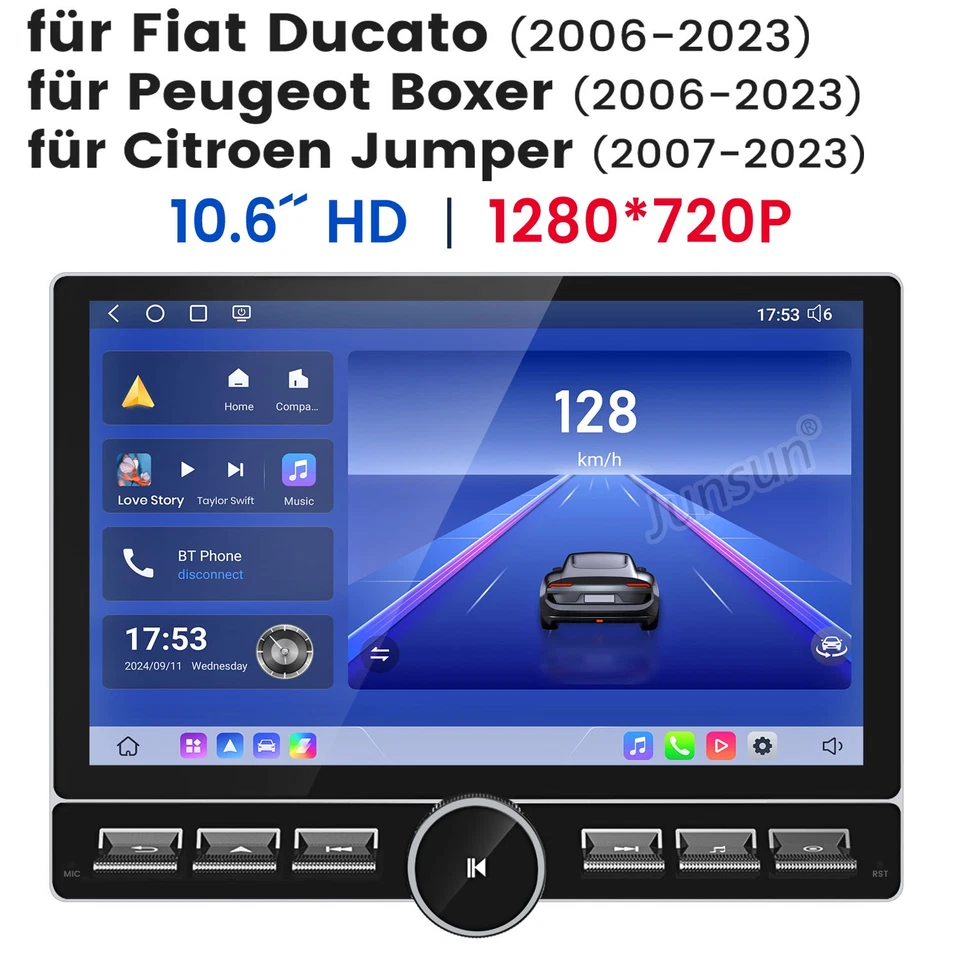 10.6'' Carplay Android 14 Autoradio GPS NAVI 64GB DAB+ Für Fiat Ducato 2006-2024 - Bild 1 von 4