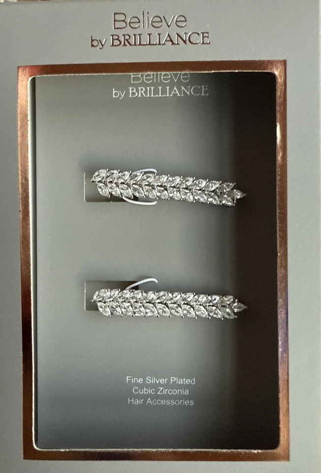 Believe by Brilliance Silver Plated with Cubic Zirconia Combs & Bobby Pins