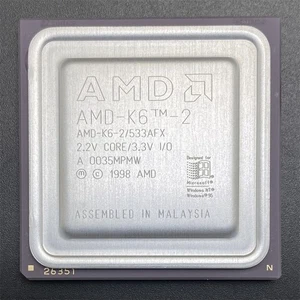 AMD K6-2/533AFX CPU 533MHz 2.2V x86 32bit Socket7 Desktop Processor 97MHz-Bus - Picture 1 of 4