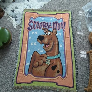 Manta tejida 100 % algodón Scooby Doo de colección tapiz corona artesanía 1999 EE. UU. - Imagen 1 de 8