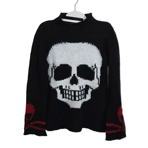 Dolls Kill Tripp NYC Skull Sweater Size XS Goth Grunge Retro Dark Wednesday - Picture 1 of 12