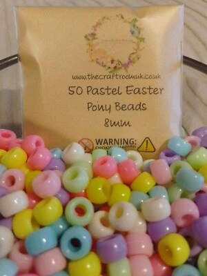 PASTEL EASTER PONY BEADS 8MM BRACELET JEWELLERY CRAFT FREE POSTAGE - Image 1 of 4