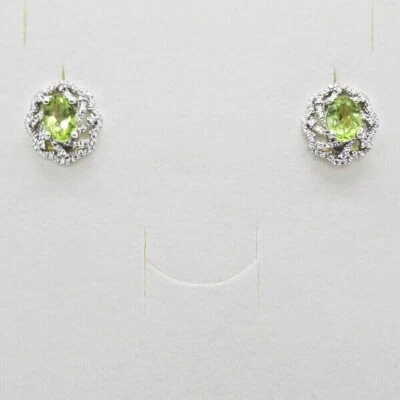 Peridot CZ Ohrringe 925 Silber 585 Weißgold vergoldet - Bild 1 von 4