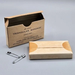 Vintage Karel First Aid Supply Co. Chicago 40" Triangular Bandage, Unused in Box - Picture 1 of 7