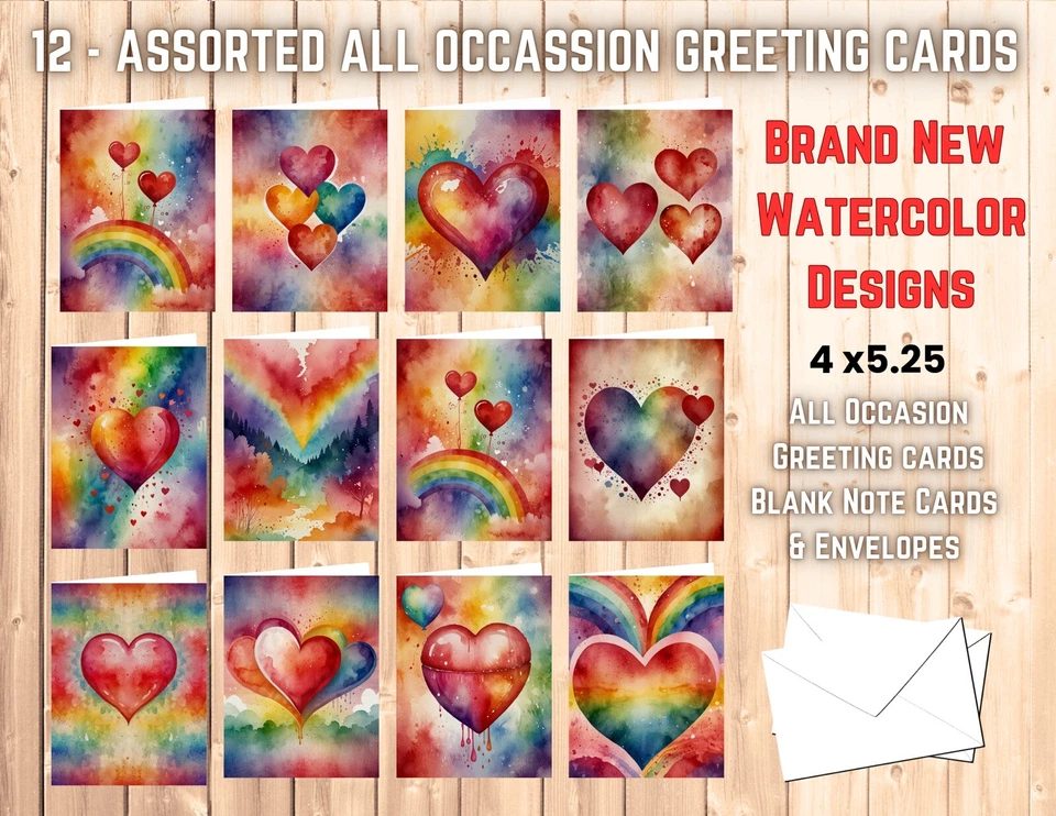 12 Assorted All Occasion Greeting Cards Blank with Envelopes #04 - Image 1 of 1