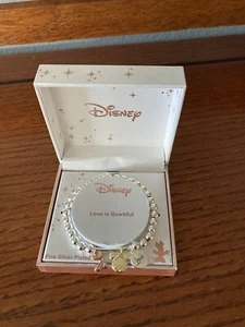Disney Minnie Mouse Silver Plated Bead Charm Stretch Bracelet Love is Bowtiful - Picture 1 of 8