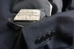 Anderson Sheppard Savile Row blau gewebte Wolle 2-teilig Anzug Jacke Hose Gr. 43 S - Bild 1 von 12