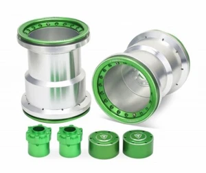 Treal Aluminum Clod SMT10 LMT 2.6" Beadlock Wheel Set of 4 - Sliver/Green - Picture 1 of 2