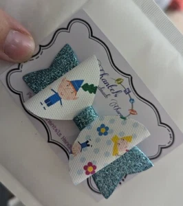Handmade Ben And Hollys Little Kingdom Glitter Hair Bow Clip - Picture 1 of 1