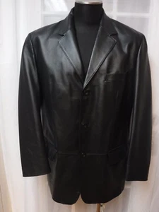 J. Ferrar Black Genuine Leather Buttons Up Sport Jacket Men's M NWOT - Picture 1 of 12