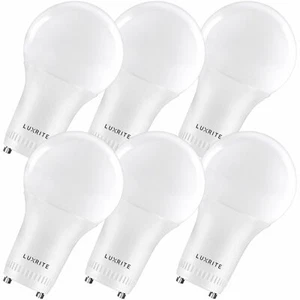 Luxrite GU24 LED A19 Light Bulb 60W Replacement Dimmable 3000K UL Listed 6-Pack - Picture 1 of 8