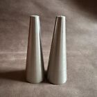 PAIR OF UNMARKED VINTAGE DECO STYLE BRUSHED PEWTER SALT & PEPPER SHAKERS 