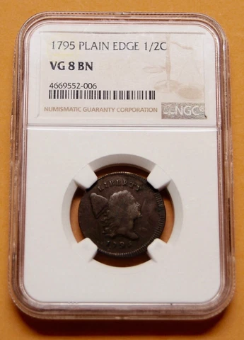 1795 Liberty cap half cent. With pole, punctuated date. Plain edge, NGC VG 8 Cover